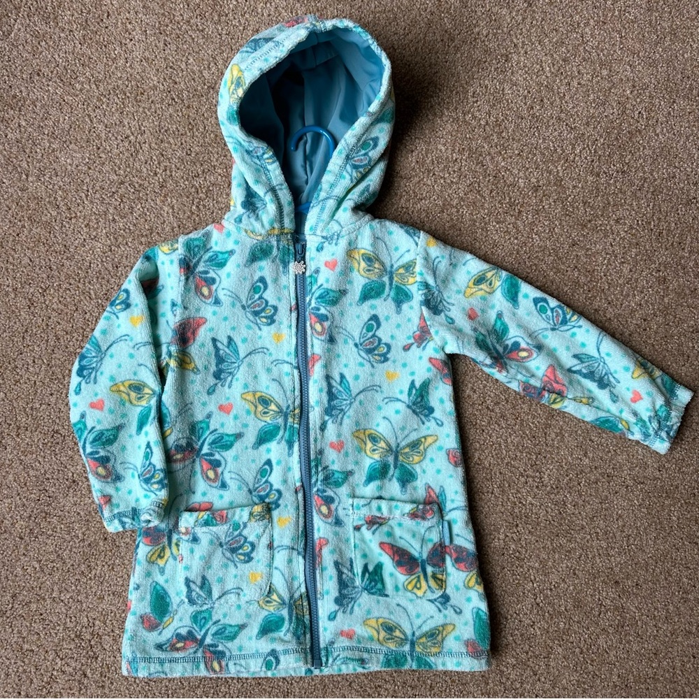 UVSkinz XS (4T/5) Hooded Terry Beach Cover-Up - Butterflies